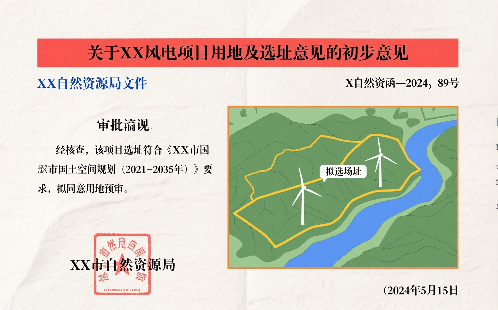 用地及选址意见初步意见(自然资源局)
